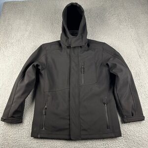 Snozu Performance Jacket Boys Large 14/16 Black Hooded Softshell Full Zip